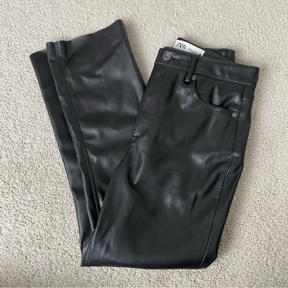 ZARA straight leather pants